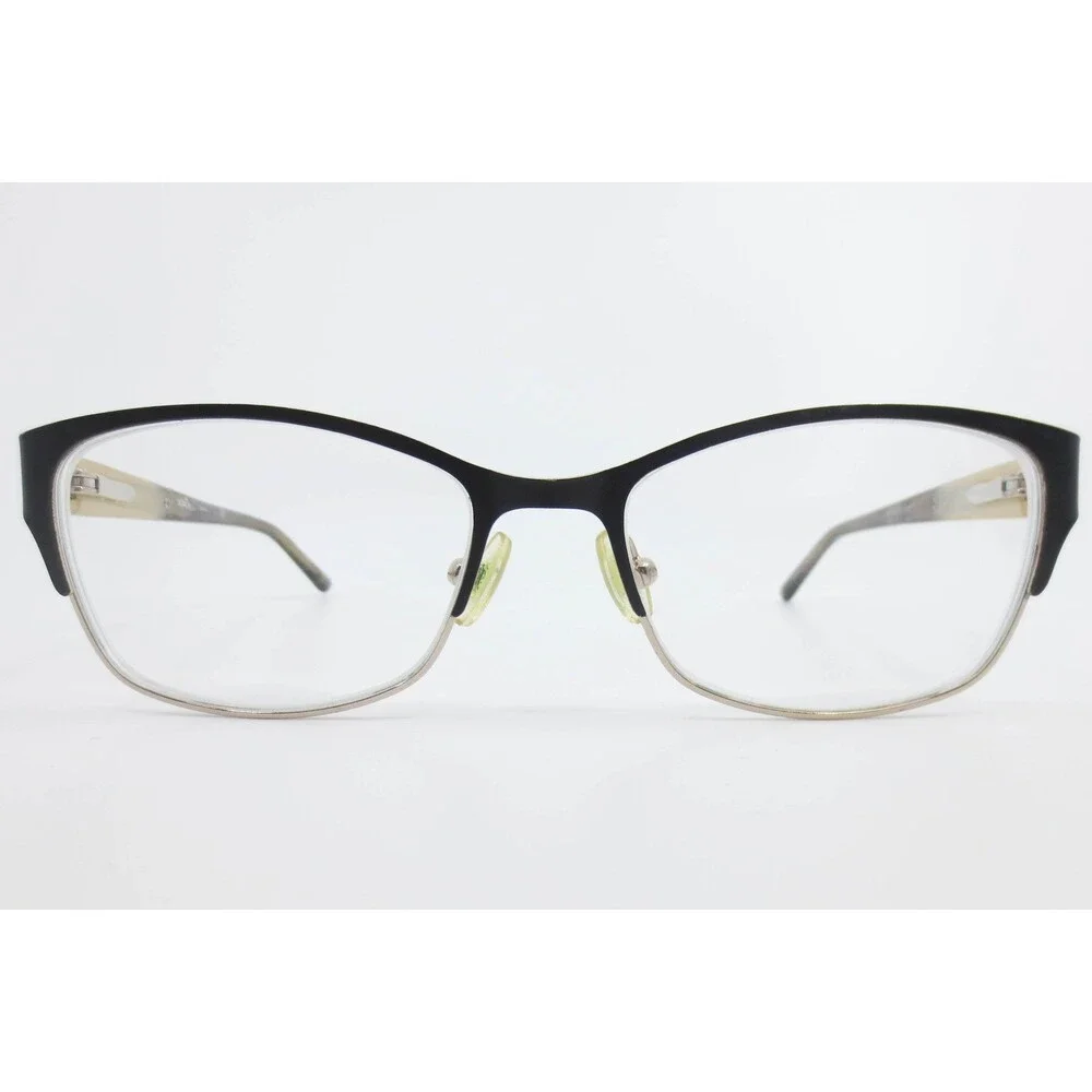 XOXO Tenino Eyeglass Frames Black Silver Cat Eye Marble Temples 51-16-135 BLCK